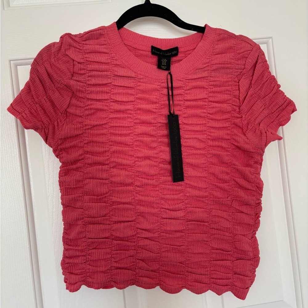House of Harlow 1960 pink crinkle crop top
